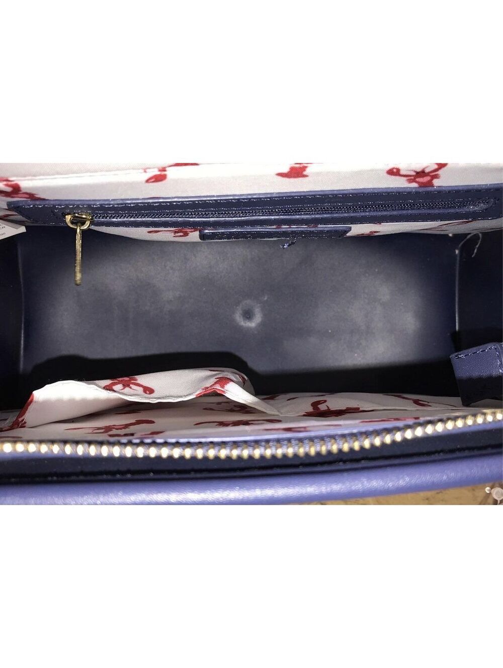 Betsey Johnson Scarf Accent Quilted Tote Bag Navy White Structured Purse - Picture 7 of 7